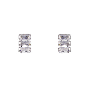 Silver “Elizabeth” 3 Gem Cubic Zirconia Stud Earrings