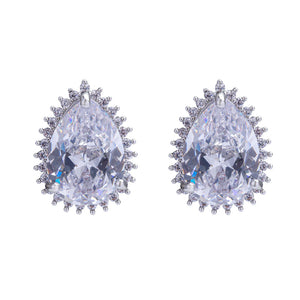 Silver "Elizabeth" Crystal Stud Earrings