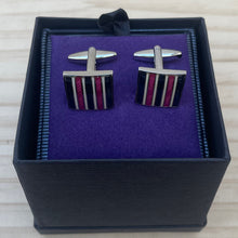 Load image into Gallery viewer, Designer Style Multi Magenta &amp; Teal Striped Cufflinks
