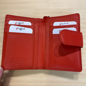 Triple Section Leather RFID Purse | Orange