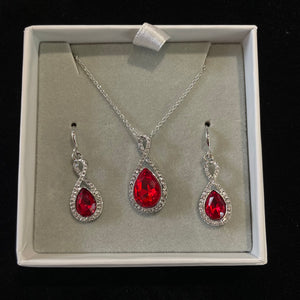 Boxed Red Crystal Necklace & Matching Earrings Set – Bucks Leather