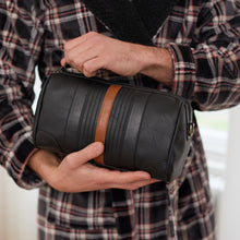 Load image into Gallery viewer, Leather Inspired Barrel Wash Bag | Black
