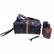 Load image into Gallery viewer, Leather Inspired Barrel Wash Bag | Black
