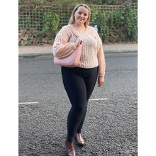 Load image into Gallery viewer, Soft Peach Pastel Balloon Sleeve Chunky Knit Jumpers (outfit)
