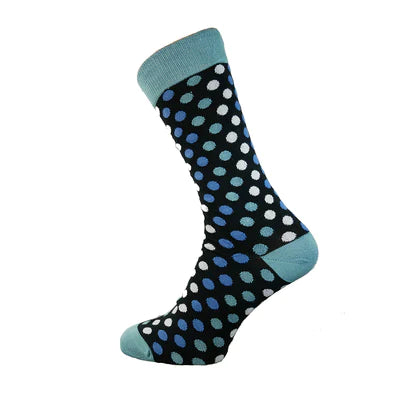Men's Luxurious Bamboo Socks | Black & Blue Dotted