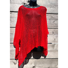 Load image into Gallery viewer, Marianne&#39;s Favourite Lightweight Sheer Knit Poncho (Red)
