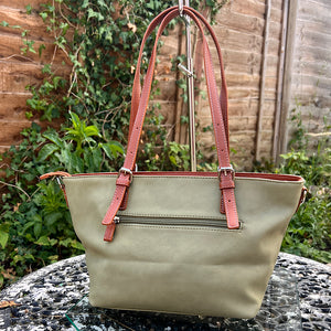 Our Bestselling "Connie" Grab Bag with Tan Handles | Sage