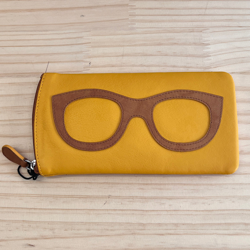 Genuine Leather Glasses & Sunglasses Case | Yellow & Stone