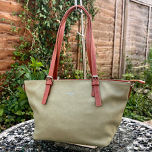 Load image into Gallery viewer, Our Bestselling &quot;Connie&quot; Grab Bag with Tan Handles | Sage
