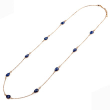 Load image into Gallery viewer, Gold &amp; Lapis &#39;Venus&#39; Semi-Precious Stone Long Necklace
