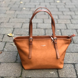Our Bestselling "Connie" Grab Bag with Tan Handles | Cognac