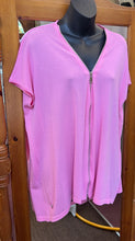 Load image into Gallery viewer, Pink Zip Up Knitted Top/ Open Short Sleeve Jacket

