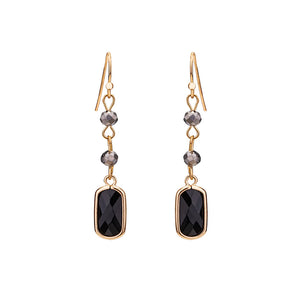 Gold & Black Delicate 'Venus' Crystal Hook Earrings