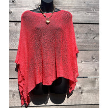 Load image into Gallery viewer, Marianne&#39;s Favourite Lightweight Sheer Knit Poncho (Coral)
