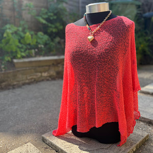 Marianne's Favourite Lightweight Sheer Knit Poncho (Cora on body)
