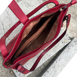 Stylish 'Valentina' Italian Leather Shoulder Bag | Red