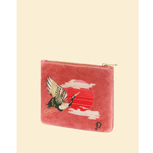 Load image into Gallery viewer, Crane at Sunrise Velvet Mini Pouch
