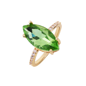 Green Oval Crystal 'Iris' Ring