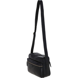 Black 'Ash' Leather Messenger Bag (side)