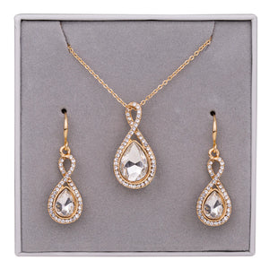 Boxed Gold Crystal Necklace & Matching Earrings Set