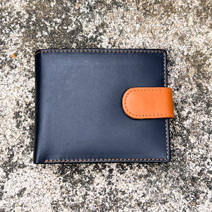 Gents Black & Tan Soft Leather RFID Wallet with Tab By 'Zen' (closed)