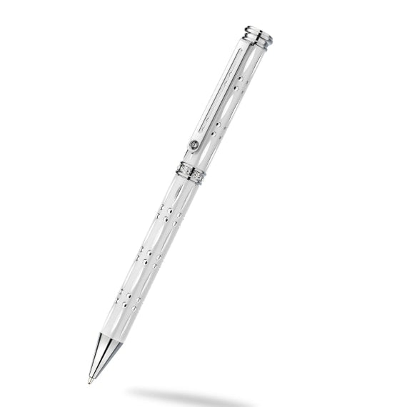 Full Crystal & Diamond Cut Ballpoint Pen | White