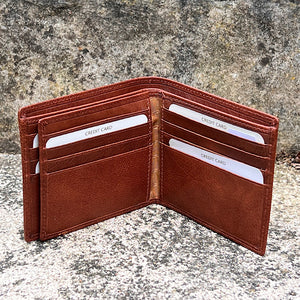 Gents Tan Leather RFID Wallet By 'Oak' | 12 Card Slots