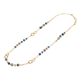 Blue & Gold 'Venus' Semi-Precious Stone Crystal Long Necklace