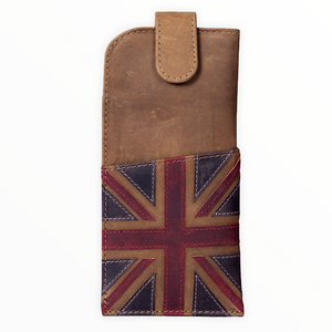 Leather Brown Union Jack Glasses Case