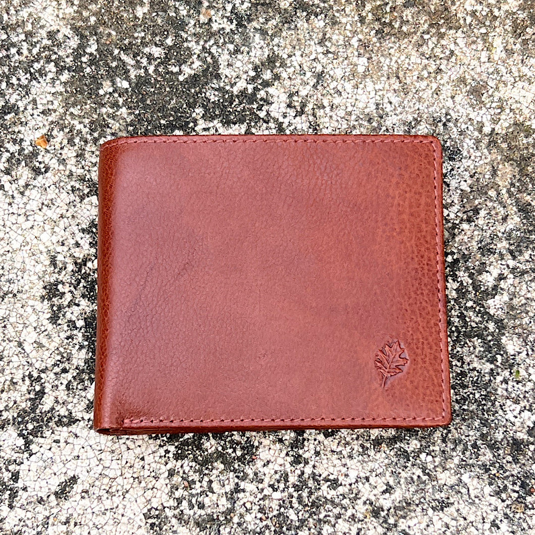 Gents Tan Leather RFID Wallet By 'Oak' | 12 Card Slots