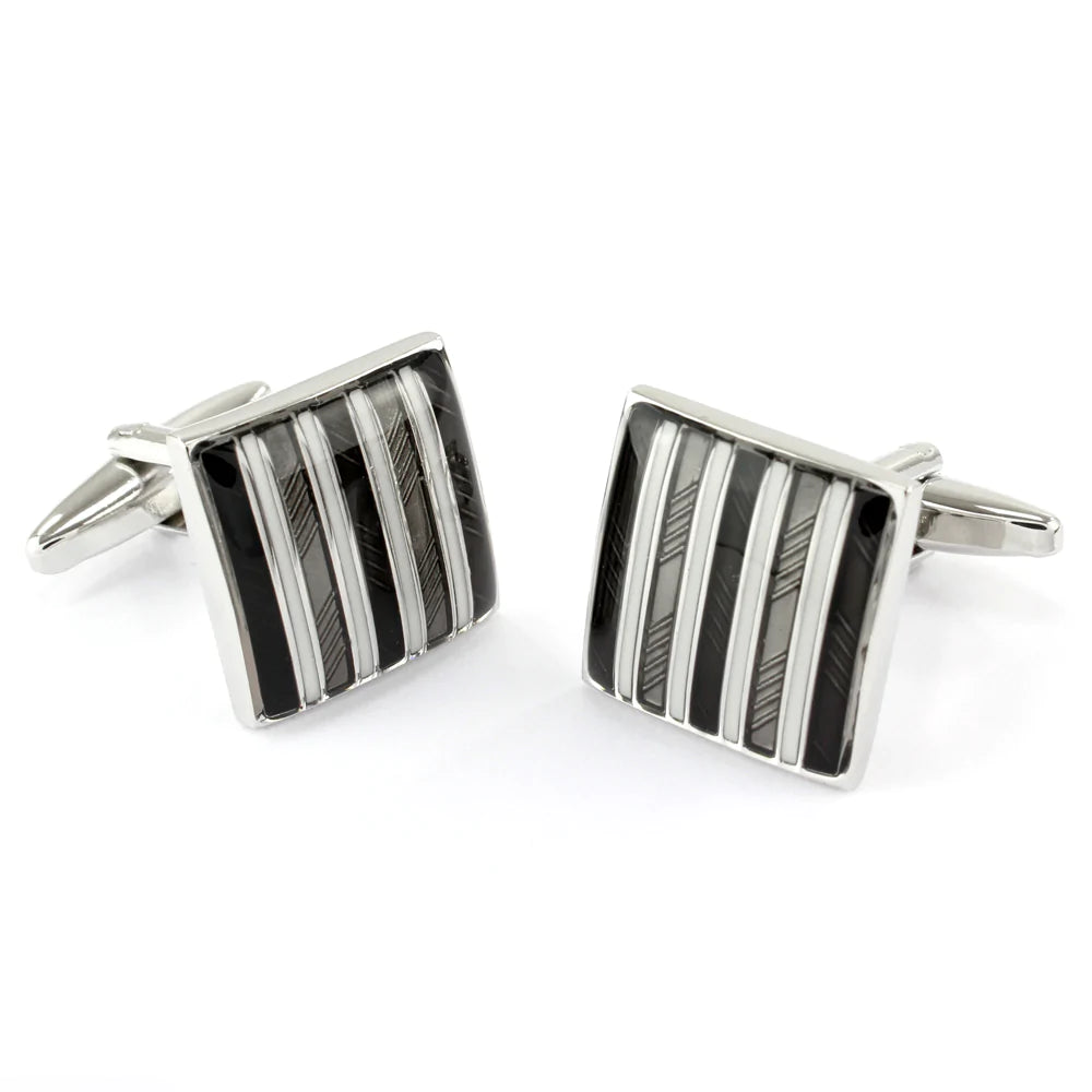 Black Striped Square Cufflinks