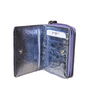 Blue Jean Metallic Effect Small Leather RFID Purse