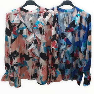 Graffiti Print Italian Frill Blouse