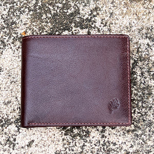 Gents Brown Leather RFID Wallet By 'Oak' | 12 Card Slots