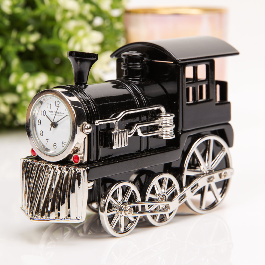 Miniature Clock - Black Steam Train