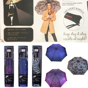 Ladies LED Torch Umbrella | Zebra