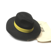 Load image into Gallery viewer, Black &amp; Yellow Panama Foldable Hat (with bag)
